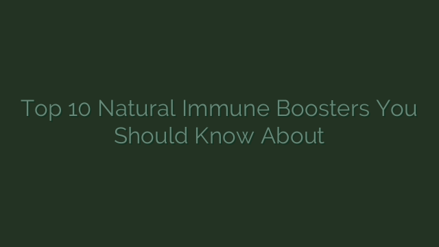 Top 10 Natural Immune Boosters You Should Know About