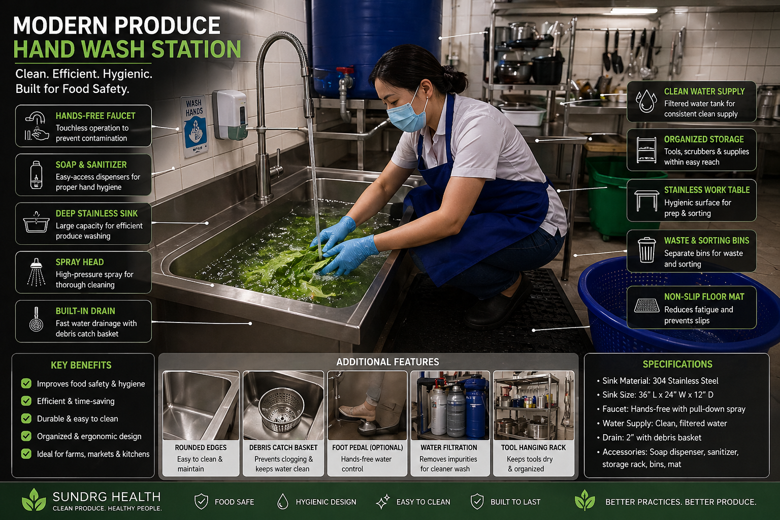 Modern produce washing station design