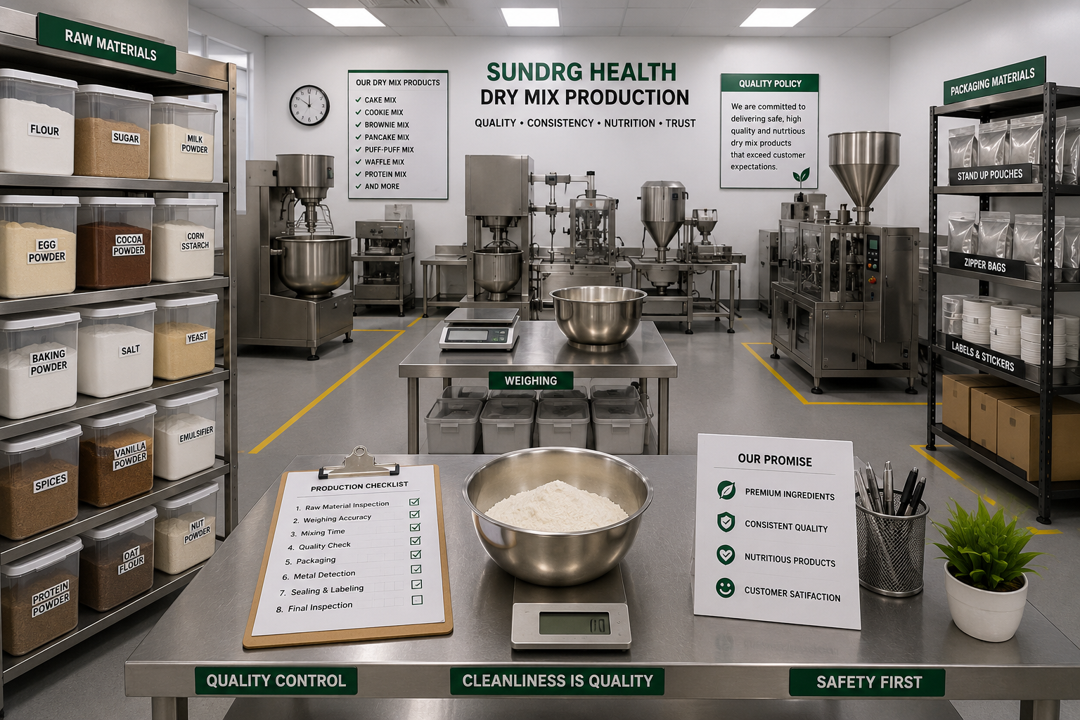 Industrial dry mix production facility