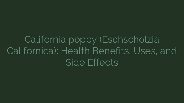 California poppy (Eschscholzia Californica): Health Benefits, Uses, and Side Effects